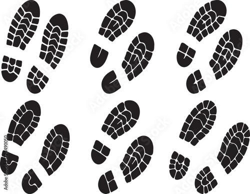 Shoe Prints Pattern on White Background | Abstract Footprint Texture for Design, Security, and Tracking Concepts