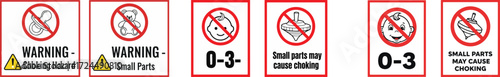 Choking Hazard Warning Sign for Children Under 3 Years | Toy Safety Information, Small Parts Warning Labels for Product Packaging