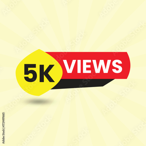 5k views banner template with red and yellow colors for social media promotion