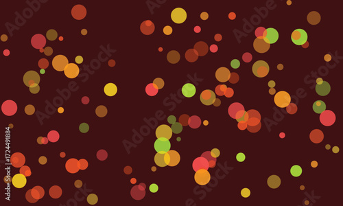 Colorful Bubbles Floating on Dark Brown Background Abstract Illustration Design