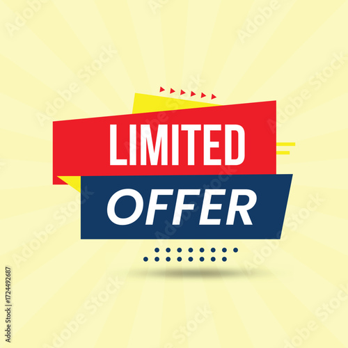 Eye catching limited offer banner design for marketing campaign and promotion isolated on white background