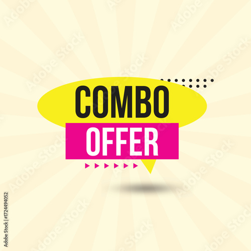Eye catching combo offer badge with yellow and pink colors on light yellow background