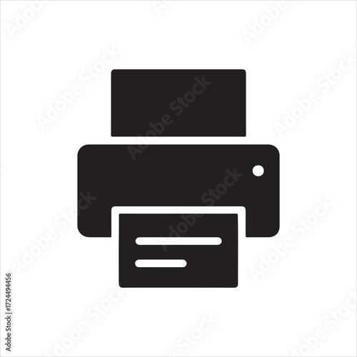 Black and White Printer Icon Symbolizing Office Technology and Document Reproduction for Professional Settings and Home Office Use Representing Convenience and Efficiency