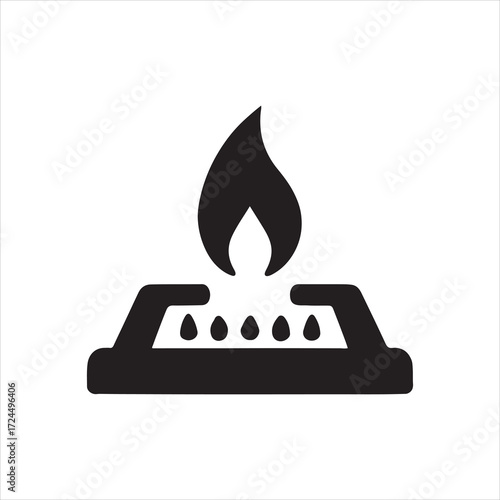 Icon of a gas stove burner with flame perfect for food cooking or kitchen appliances concepts and clean energy illustrations and symbol applications