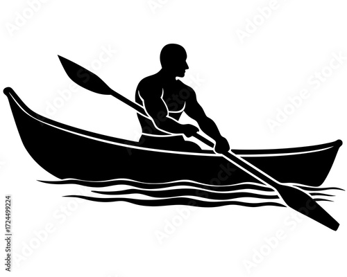 Rower rowing boat silhouette vector 
