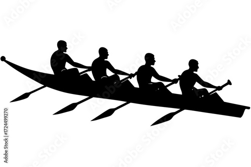Rower rowing boat silhouette vector 
