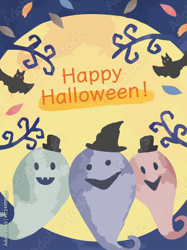 ハロウィーン 可愛い手書き風 ベクターイラストタイトル素材セット　カラフル　楽しい	