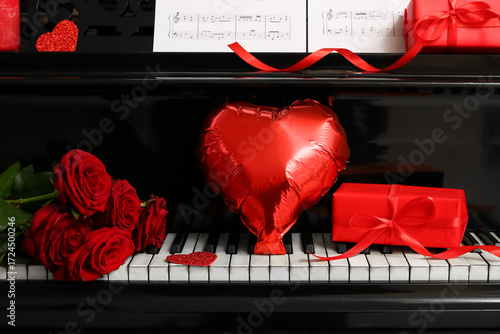 Roses with balloon and gift...