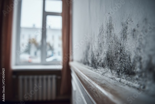 Moldy wall in a room