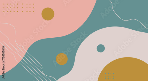 A minimalist flat design illustration showcasing a graceful interplay of soft pastel lines and curves, creating a fluid and dynamic abstract background.