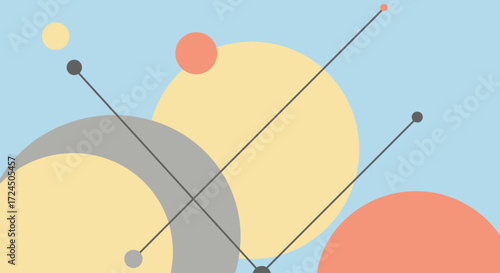 A minimalist flat design illustration showcasing a graceful interplay of soft pastel lines and curves, creating a fluid and dynamic abstract background.