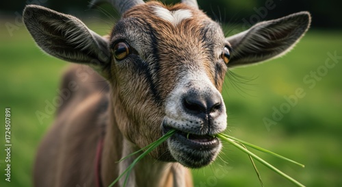 Goat grazing in field