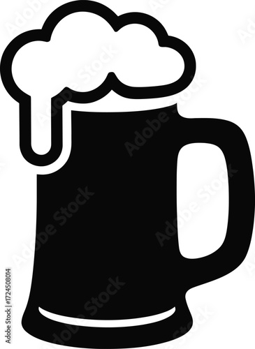Classic draft beer mug with overflowing foam silhouette