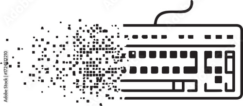 Transforming digital landscape with dissolving keyboard, conceptualizing data loss, cyber security threats, or the ephemeral nature of information in a modern age