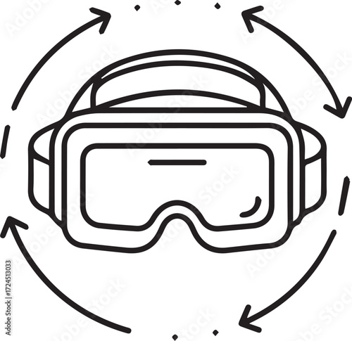 Modern virtual reality headset with dynamic rotation effect for immersive experiences, innovative tech, gaming, simulations, and future concepts