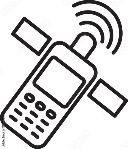 Reliable satellite phone ensuring global communication, stay connected anywhere in the world with this mobile technology, vector based design