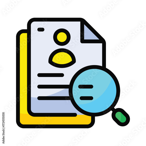 Icon of a document with a magnifying glass over it