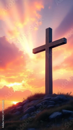 Wooden cross sunrise