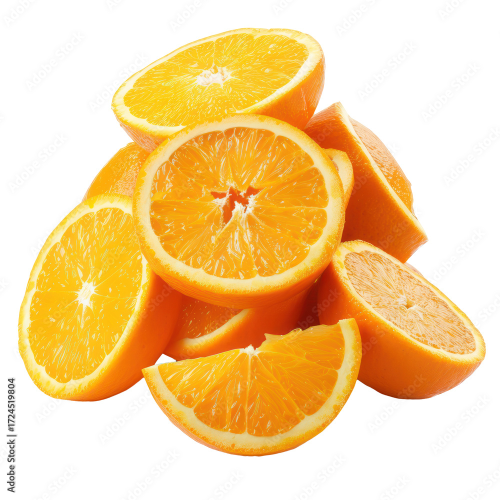 Fototapeta premium Heap of Fresh Orange, clipping path isolate on transparency background