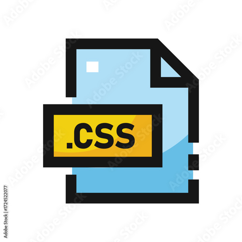 Icon of a light blue document with a yellow tag displaying css
