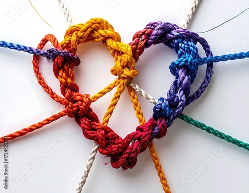 Colorful ropes intertwined to form a heart shape (3)