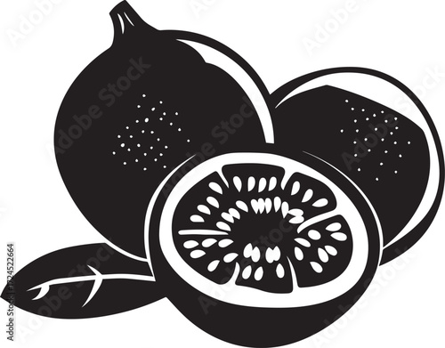 Passion Fruit slices or portion icon clean simple silhouette
