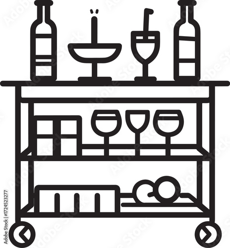 Bar Cart icon clean simple outline