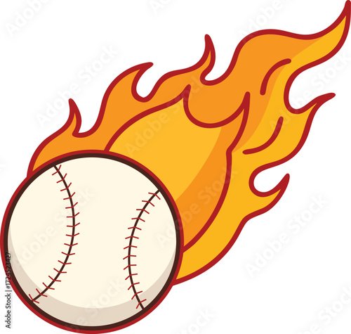 Flaming Baseball Fireball Vector Illustration – Fastball Sports Icon