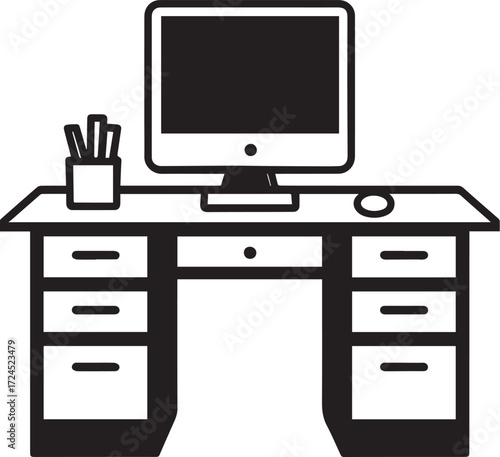 Desk icon clean simple