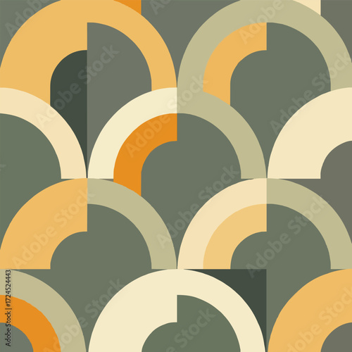 Seamless Geometric Spiral Arcs Pattern Vector
