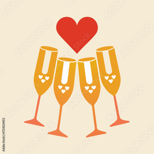 two glasses of champagne vector