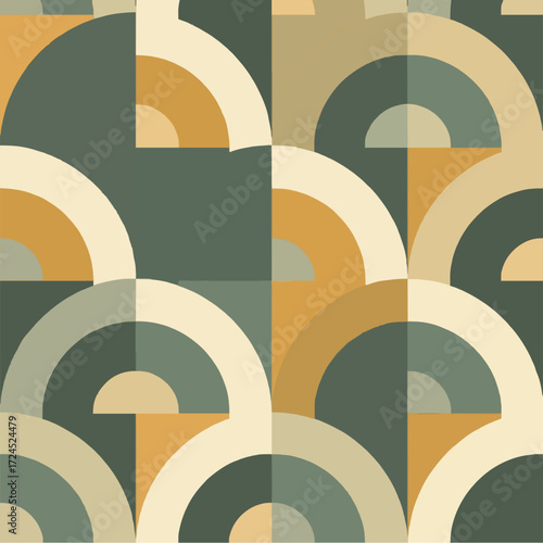 Seamless Geometric Spiral Arcs Pattern Vector