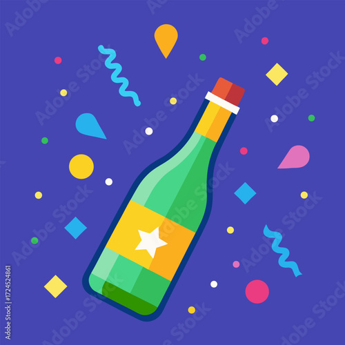 champagne bottle and glass