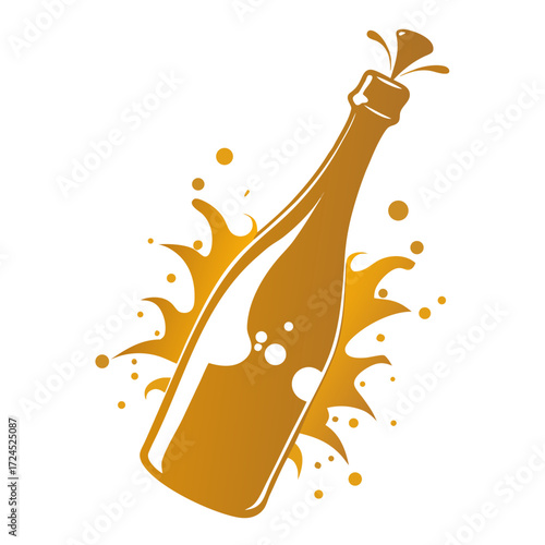 bottle of champagne vector illustration