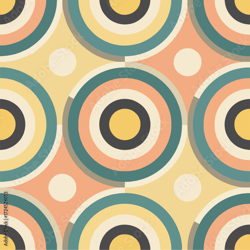 Seamless Abstract Concentric Circles Pattern Vector