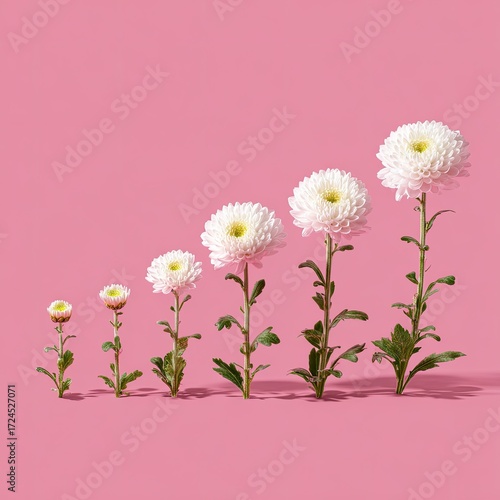 Growing white flowers on pink