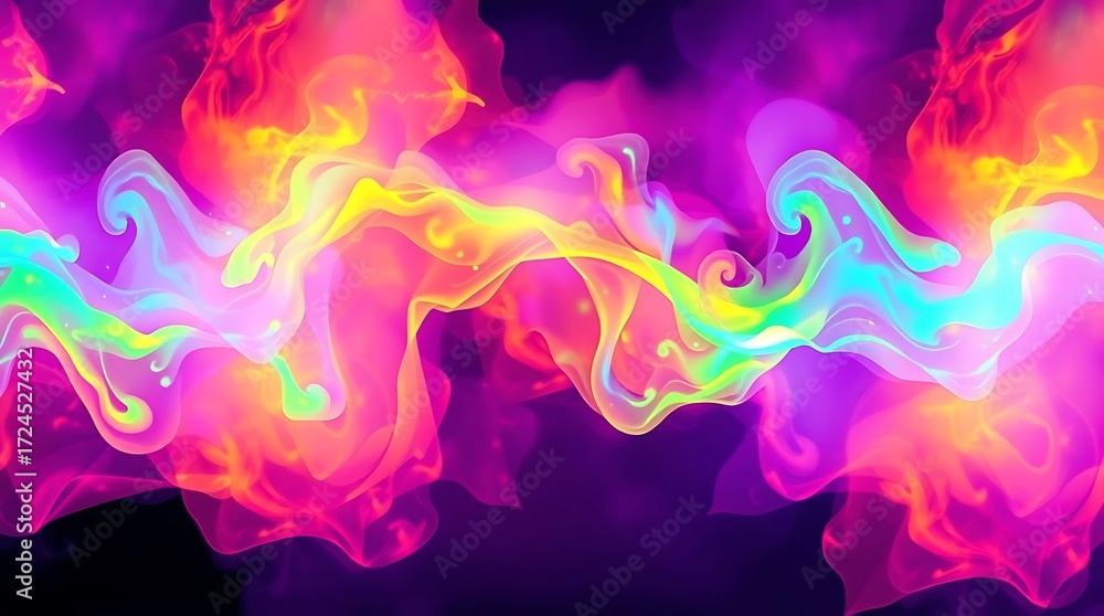 Fototapeta premium Abstract colorful background with flowing smoke light and wave motion fractal art.