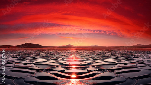 Surreal Abstract Landscape of Liquid Mercury

