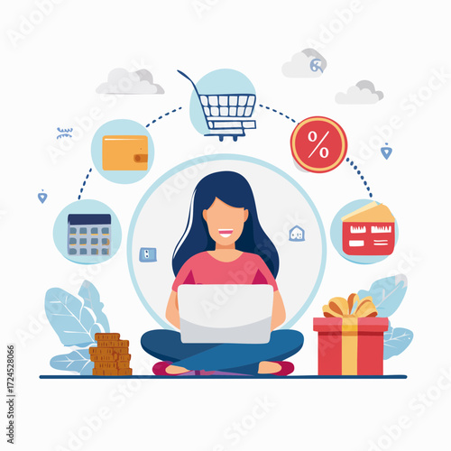 Online Shopping Vector Illustration