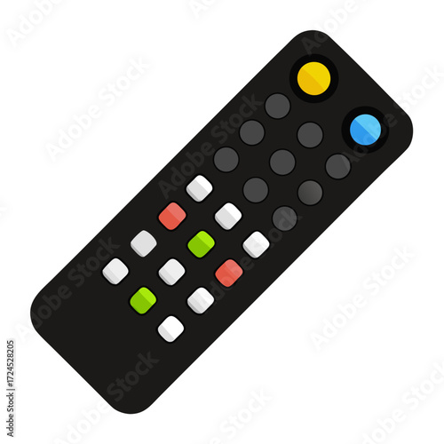 Illustration of a black remote controller on transparent background