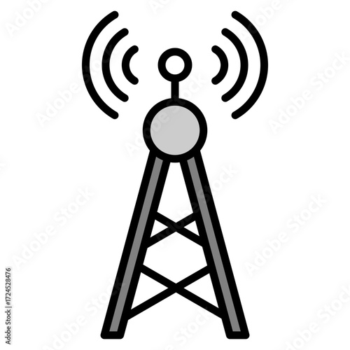 Radio Waves lineal color icon