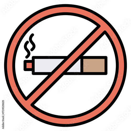 No Smoking lineal color icon