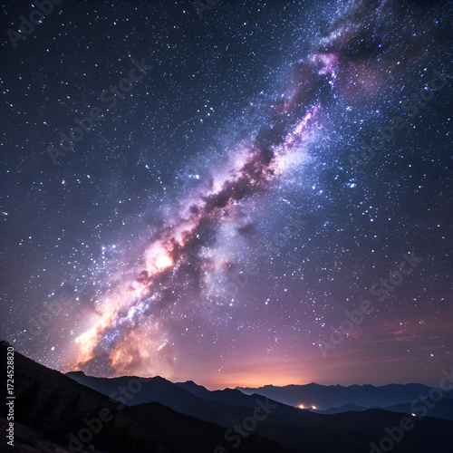 A breathtaking view of the Milky Way galaxy stretching across the night sky with countless stars shining brightly