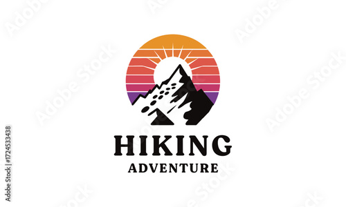 Mountain logo design inspiration, Mountain illustration, outdoor adventure . Vector graphic print for t shirt and other uses