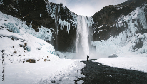 Wallpaper Mural Frozen Waterfall Ice Clusters . Nature Concept. Generated Image Torontodigital.ca