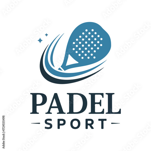 Modern Padel Sport Logo Blue Racket Icon Design for Clubs and Tournaments