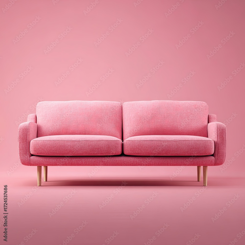 Obraz premium Pink sofa on a pink backdrop
