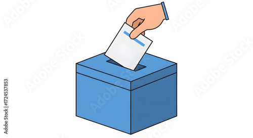 Hand casting vote into ballot box. Election, democracy, and political choice concept.