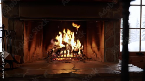 fireplace with burning wood