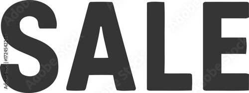 A bold, black and white image of the word SALE in large, blocky letters.
